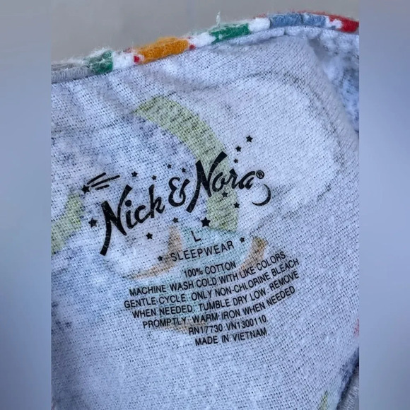 Nick & Nora Pajama PJ Set Polar Bears Fleece Button Front Long Sleeve large - Picture 7 of 14